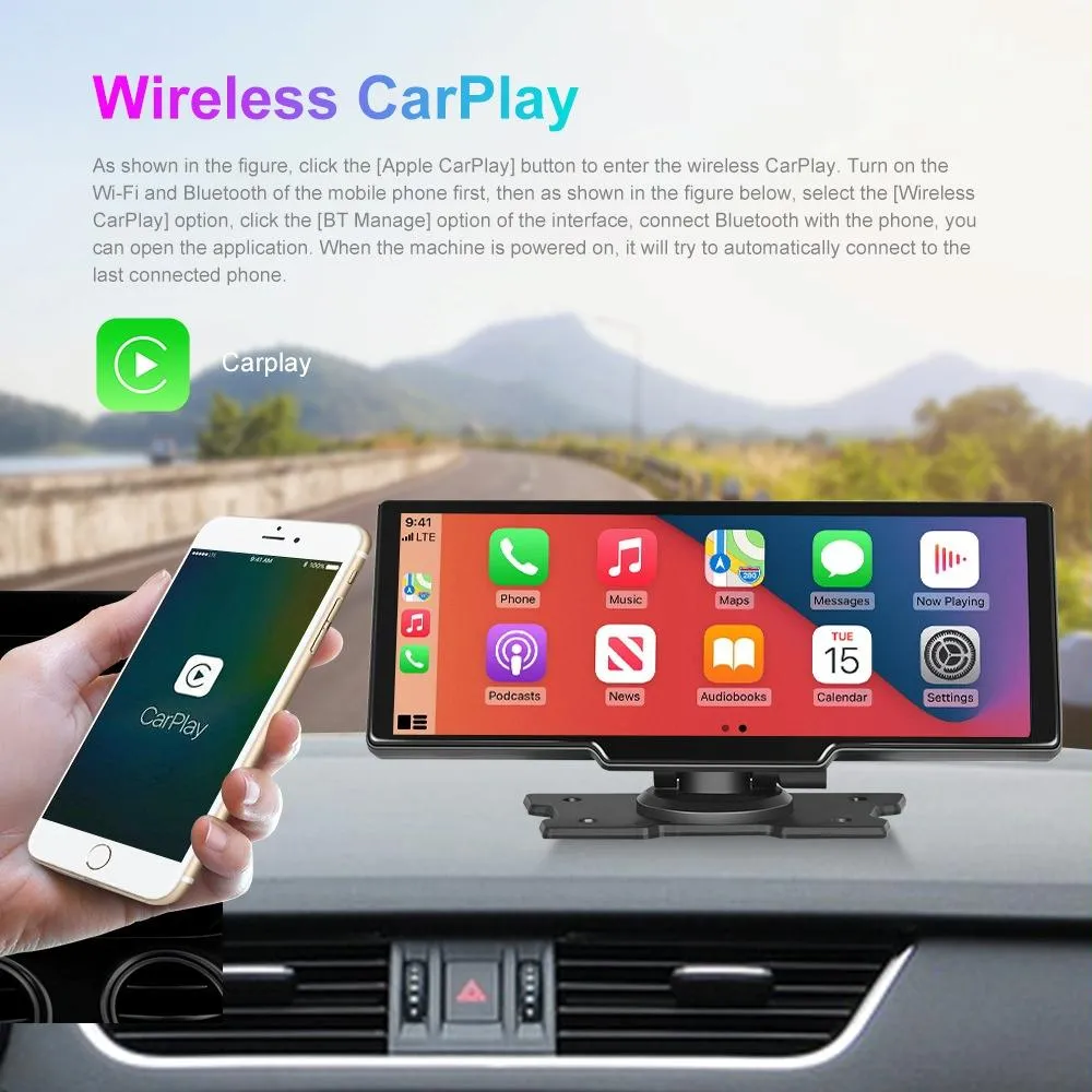 10.26 Inch Wireless Carplay Display For Android Auto
