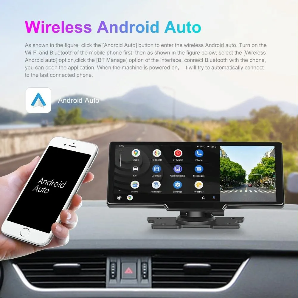 10.26 Inch Wireless Carplay Display For Android Auto