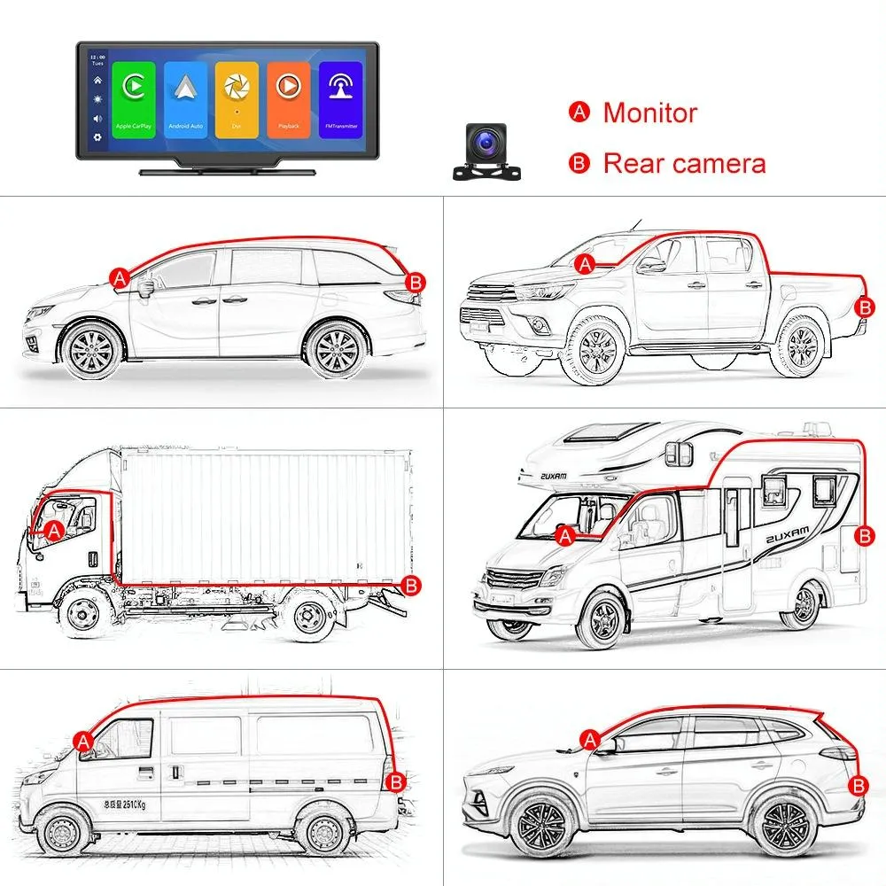 10.26 Inch Wireless Carplay Display For Android Auto