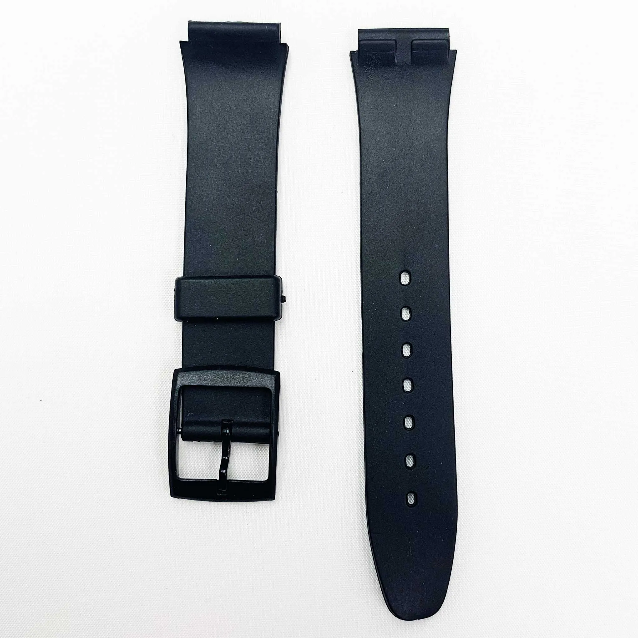 16MM PVC Plastic Watch Band Black Light Plain for Casio Timex Seiko Citizen Iron Man Watches