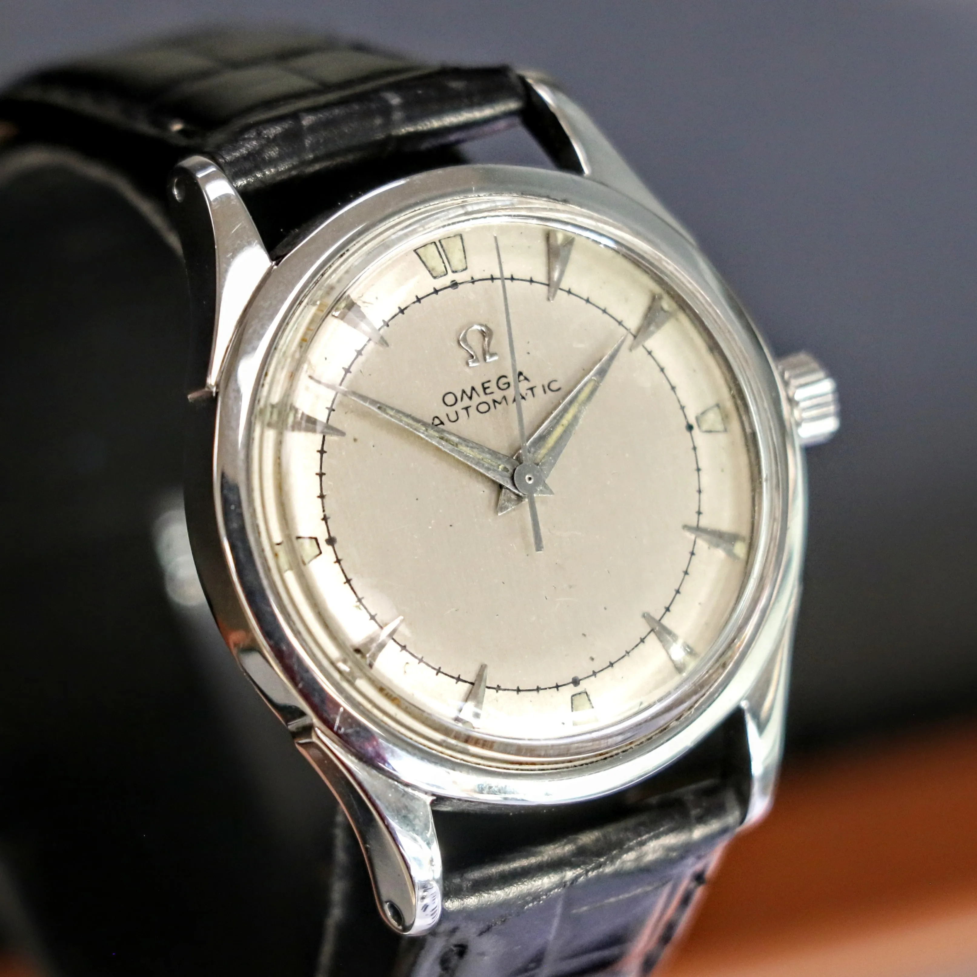 1947 OMEGA Automatic Watch Ref. 2582-3C Cal. 351 Bumper Self-Winding Wristwatch - All SS