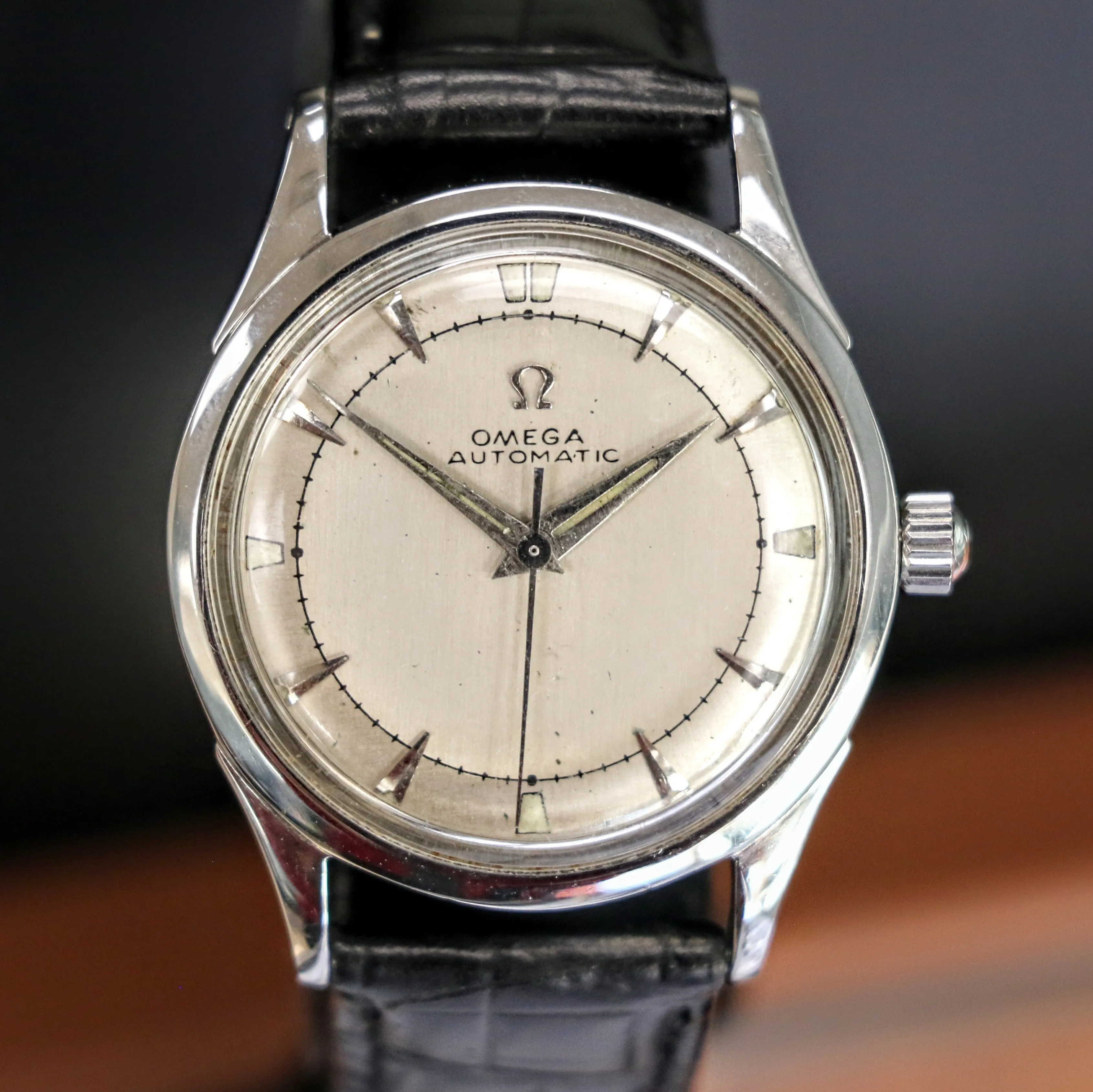 1947 OMEGA Automatic Watch Ref. 2582-3C Cal. 351 Bumper Self-Winding Wristwatch - All SS