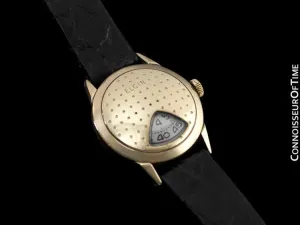 1950's Elgin Direct Read "Golf Ball " Mens Midsize Digital Jump Hour Watch - 10K Gold Filled & Stainless Steel