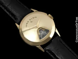 1950's Lord Elgin Direct Read "Chevron" Digital Jump Hour Watch - 14K Gold Filled