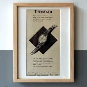1950s PATEK PHILIPPE TIFFANY REF.2526 VINTAGE AD PRINT WOOD FRAME