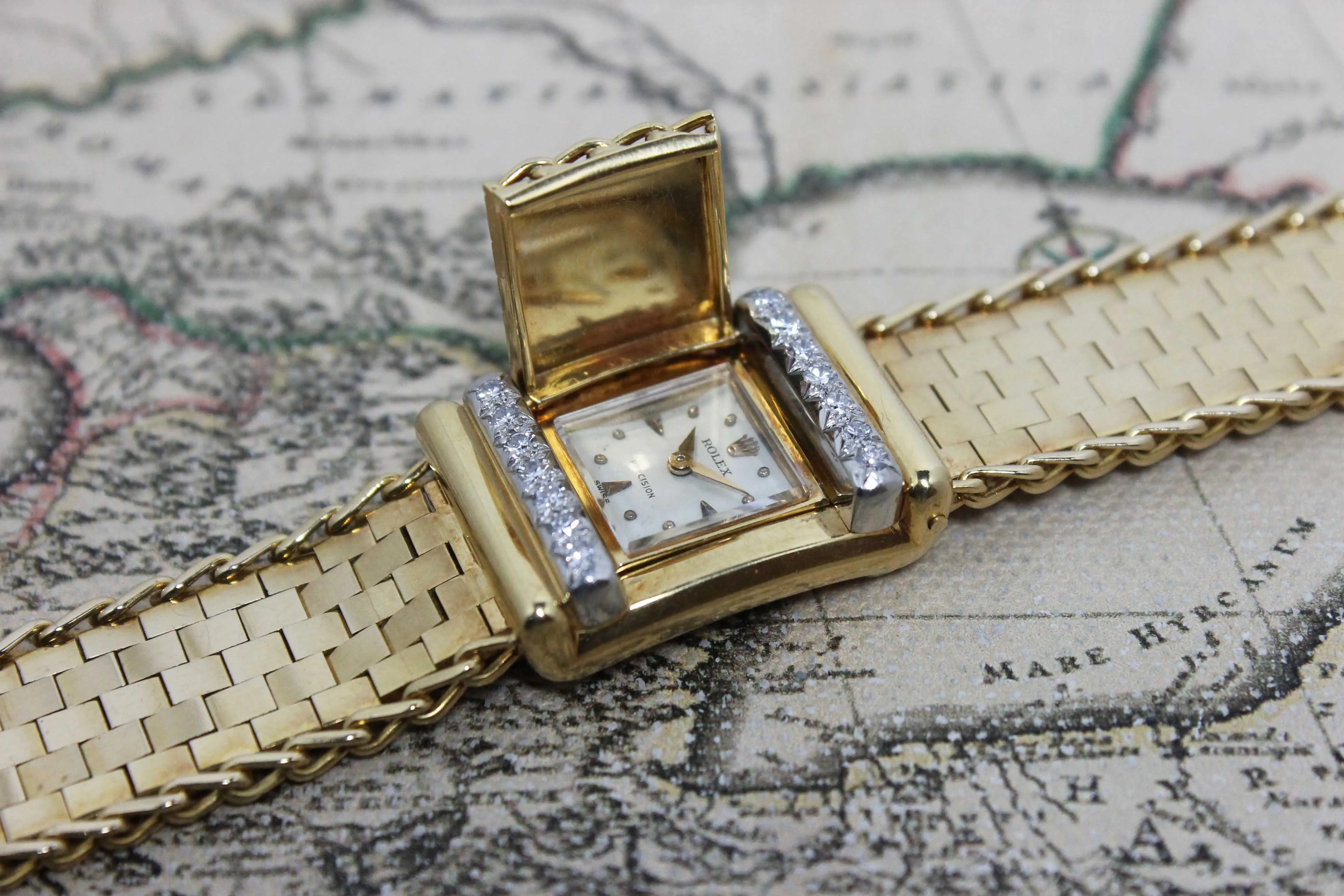 1956 Rolex Ladies 18K Concealed Diamond Watch