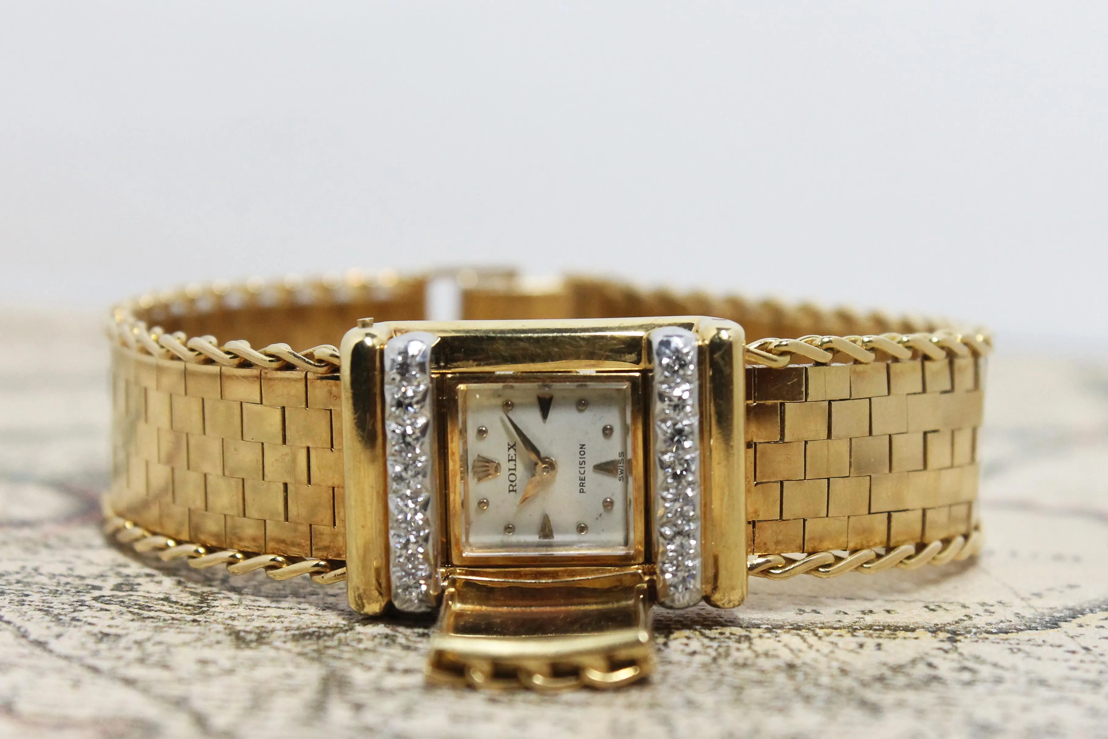 1956 Rolex Ladies 18K Concealed Diamond Watch