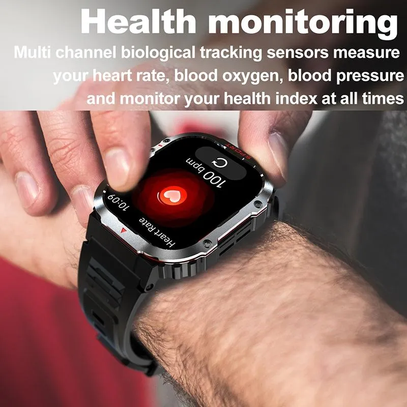 2.01 Inch Screen Silicone Strap 10M Waterproof Smart Watch Support Flashlight / Bluetooth Call / Hrv Black