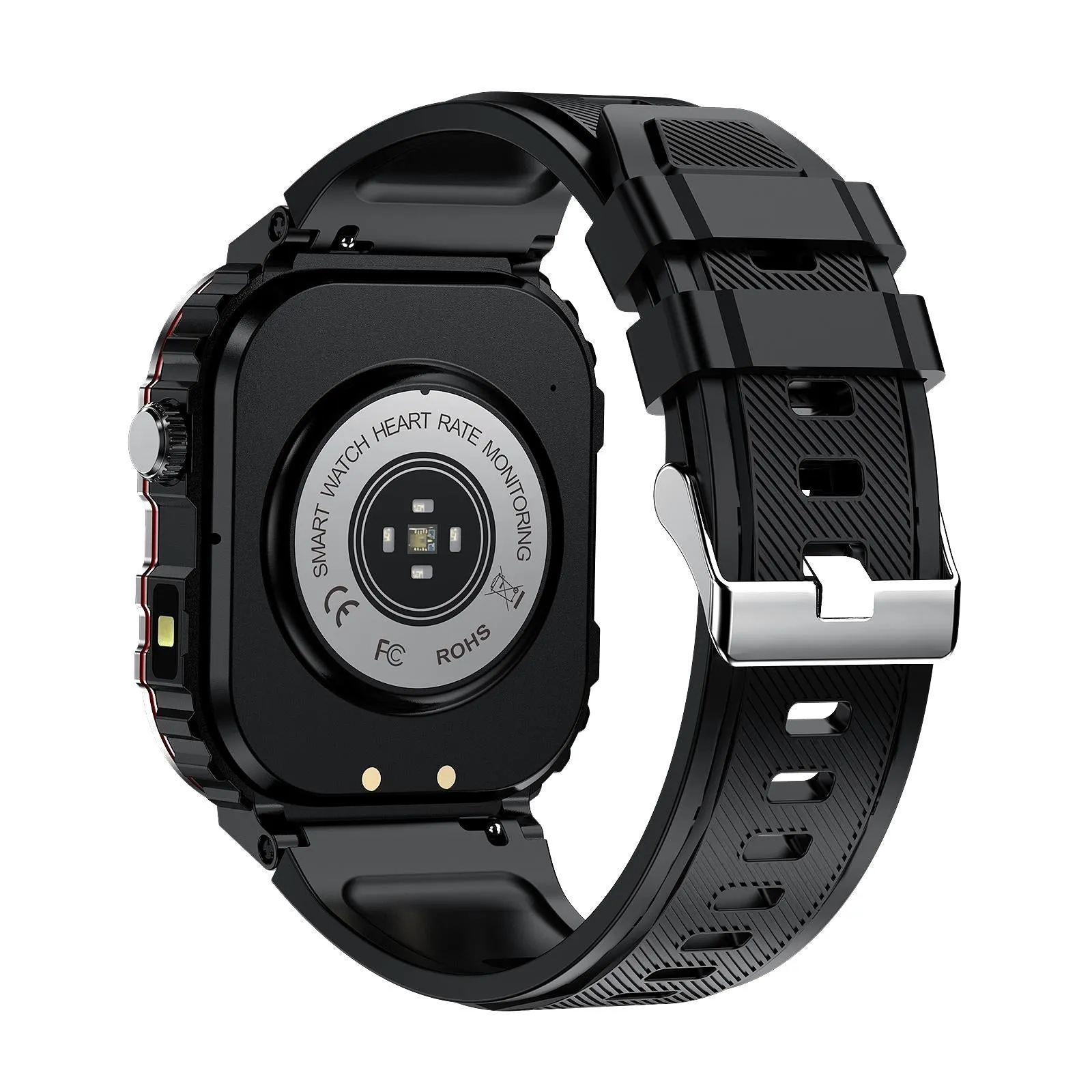 2.01 Inch Screen Silicone Strap 10M Waterproof Smart Watch Support Flashlight / Bluetooth Call / Hrv Black
