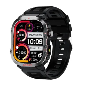 2.01 Inch Screen Silicone Strap 10M Waterproof Smart Watch Support Flashlight / Bluetooth Call / Hrv Black