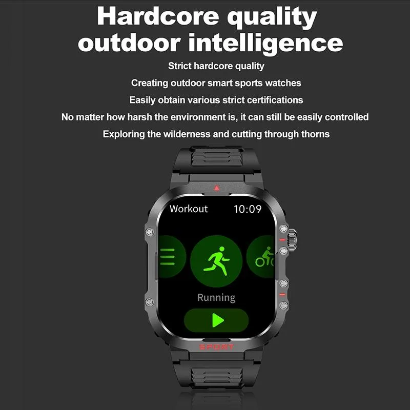 2.01 Inch Screen Silicone Strap 10M Waterproof Smart Watch Support Flashlight / Bluetooth Call / Hrv Black