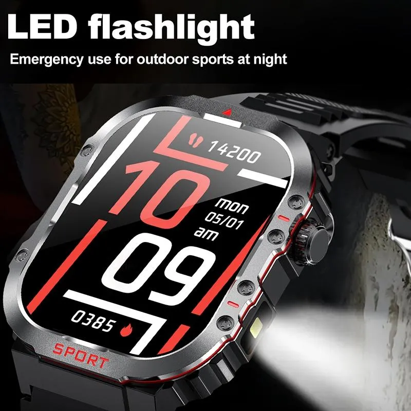 2.01 Inch Screen Silicone Strap 10M Waterproof Smart Watch Support Flashlight / Bluetooth Call / Hrv Black