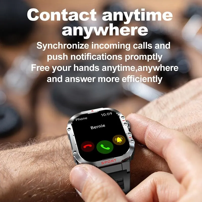 2.01 Inch Screen Silicone Strap 10M Waterproof Smart Watch Support Flashlight / Bluetooth Call / Hrv Black