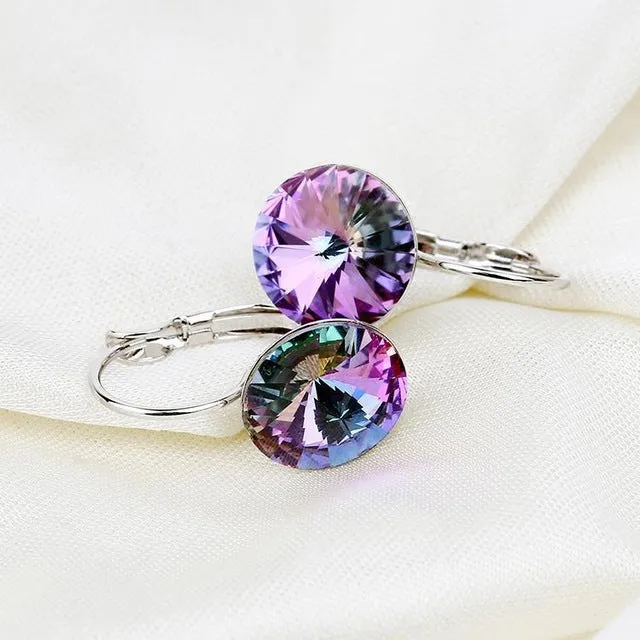 2016 Fashion Jewelry Gold-color Earring For Women Austrian Crystal Purple Drop Earrings Stone Pendientes Mujer Moda Earing E0001