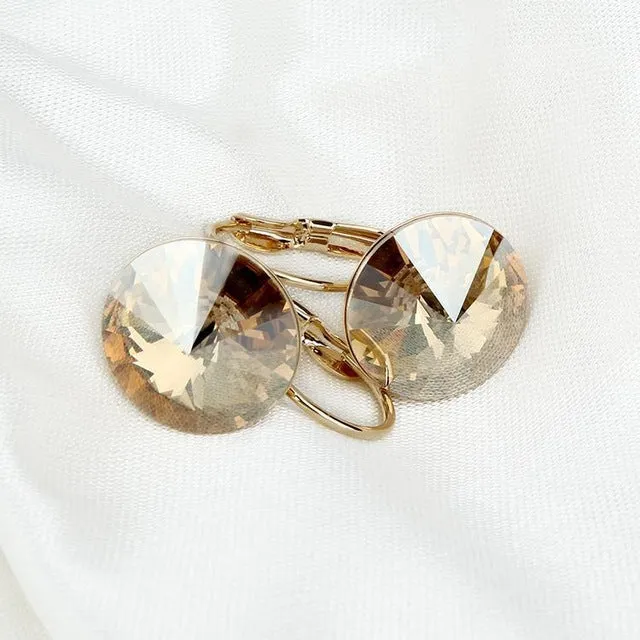2016 Fashion Jewelry Gold-color Earring For Women Austrian Crystal Purple Drop Earrings Stone Pendientes Mujer Moda Earing E0001