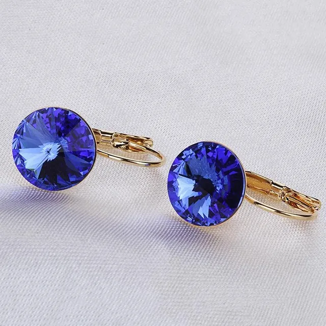 2016 Fashion Jewelry Gold-color Earring For Women Austrian Crystal Purple Drop Earrings Stone Pendientes Mujer Moda Earing E0001