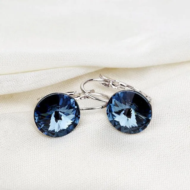 2016 Fashion Jewelry Gold-color Earring For Women Austrian Crystal Purple Drop Earrings Stone Pendientes Mujer Moda Earing E0001