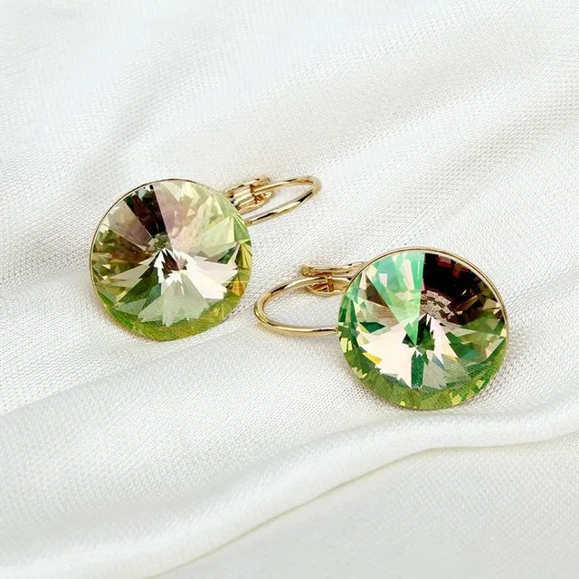 2016 Fashion Jewelry Gold-color Earring For Women Austrian Crystal Purple Drop Earrings Stone Pendientes Mujer Moda Earing E0001