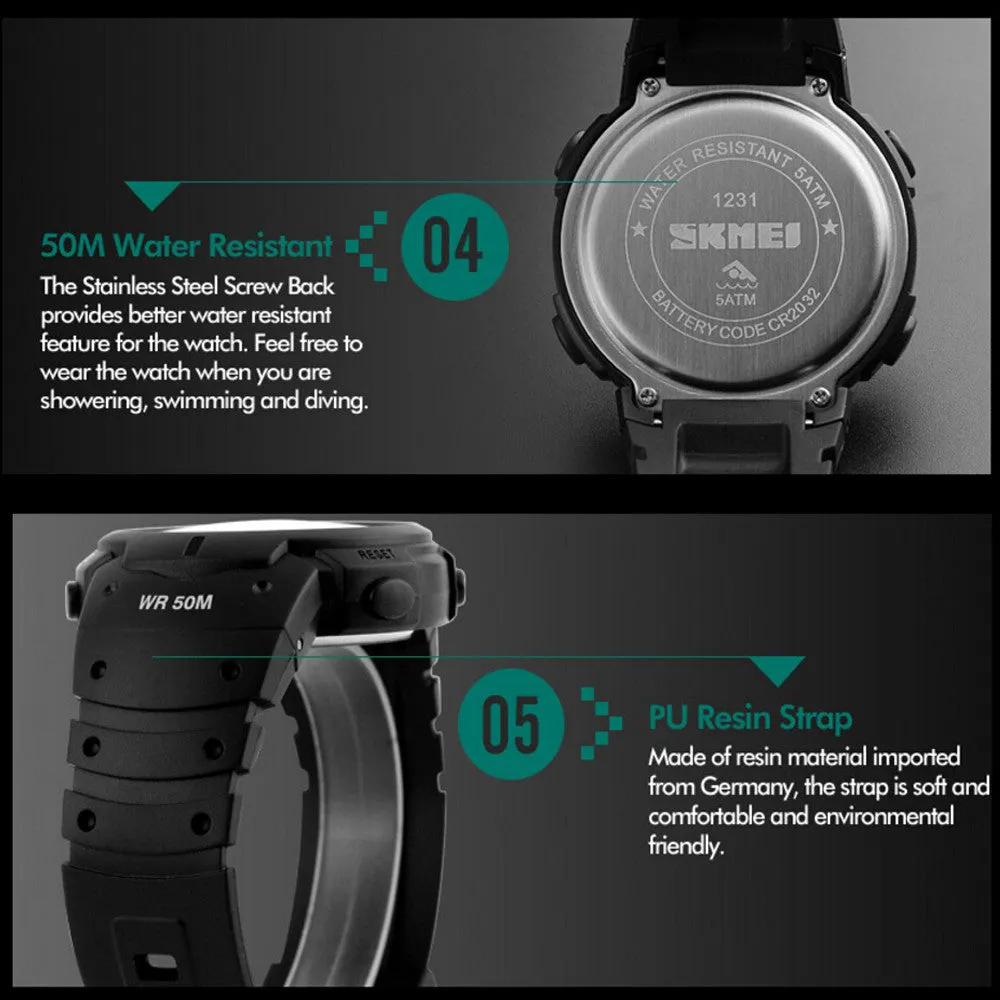 50m Waterproof Multi-function Outdoor Men's Sports Watch with New Concept Compass