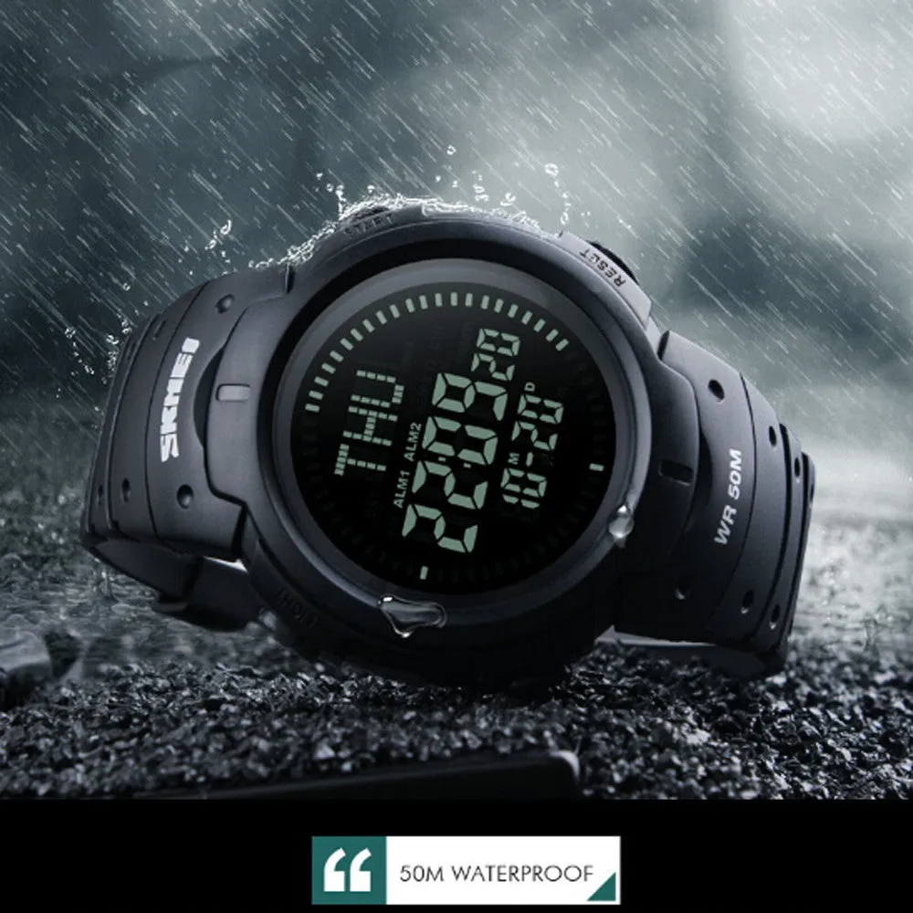 50m Waterproof Multi-function Outdoor Men's Sports Watch with New Concept Compass