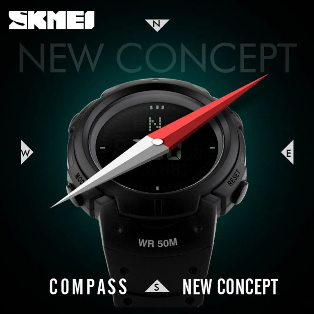 50m Waterproof Multi-function Outdoor Men's Sports Watch with New Concept Compass
