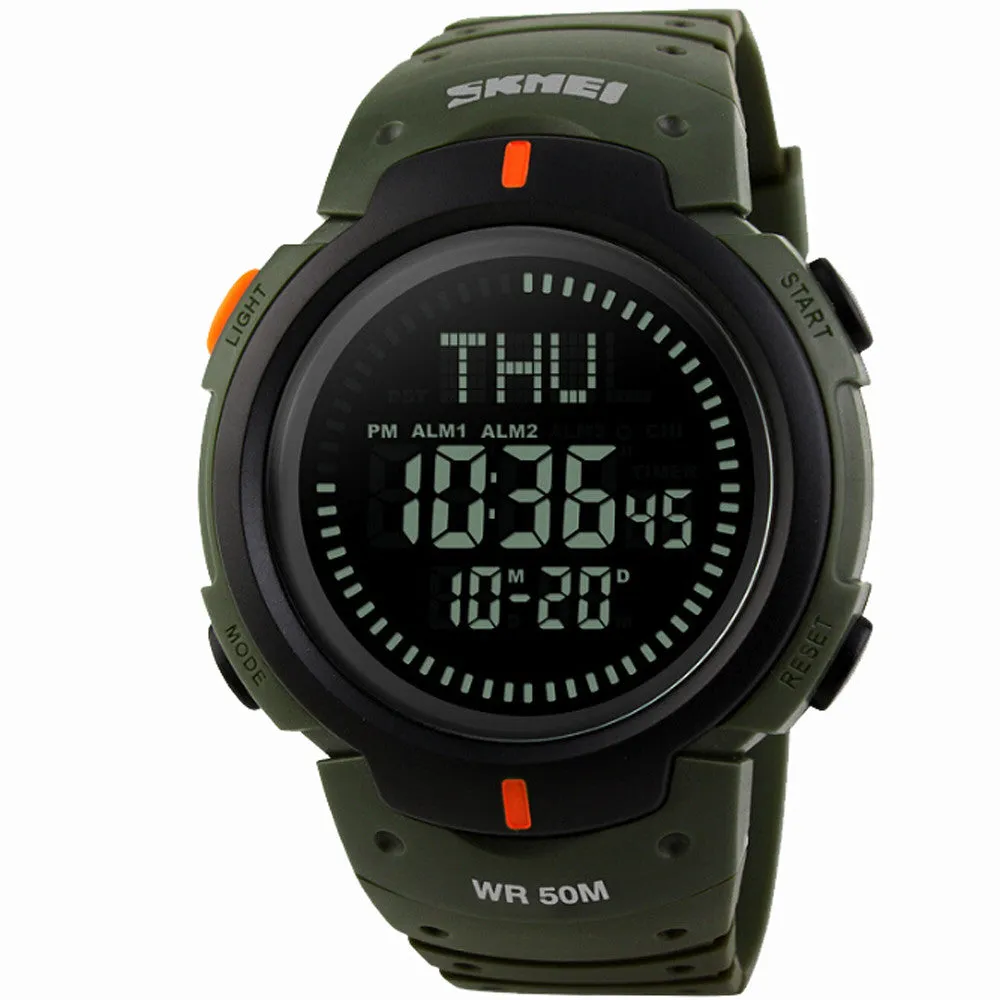 50m Waterproof Multi-function Outdoor Men's Sports Watch with New Concept Compass