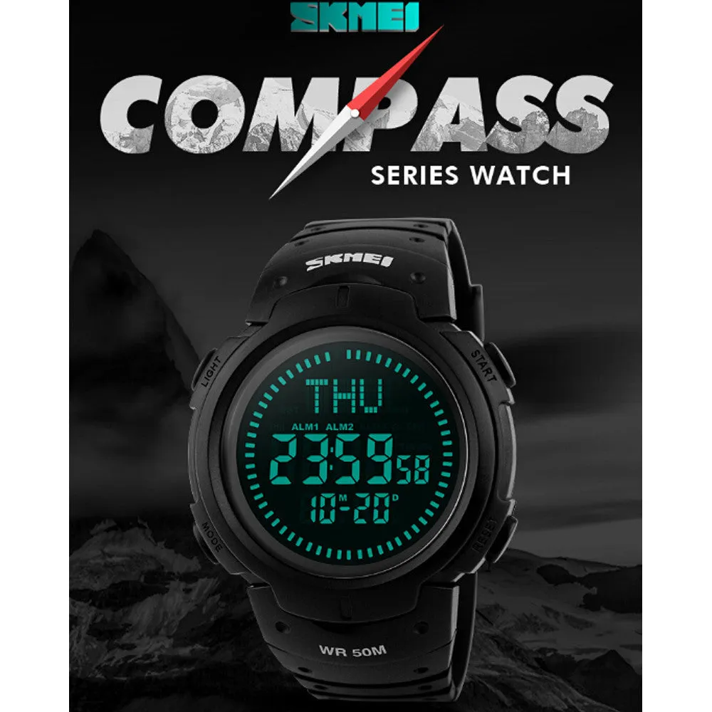 50m Waterproof Multi-function Outdoor Men's Sports Watch with New Concept Compass