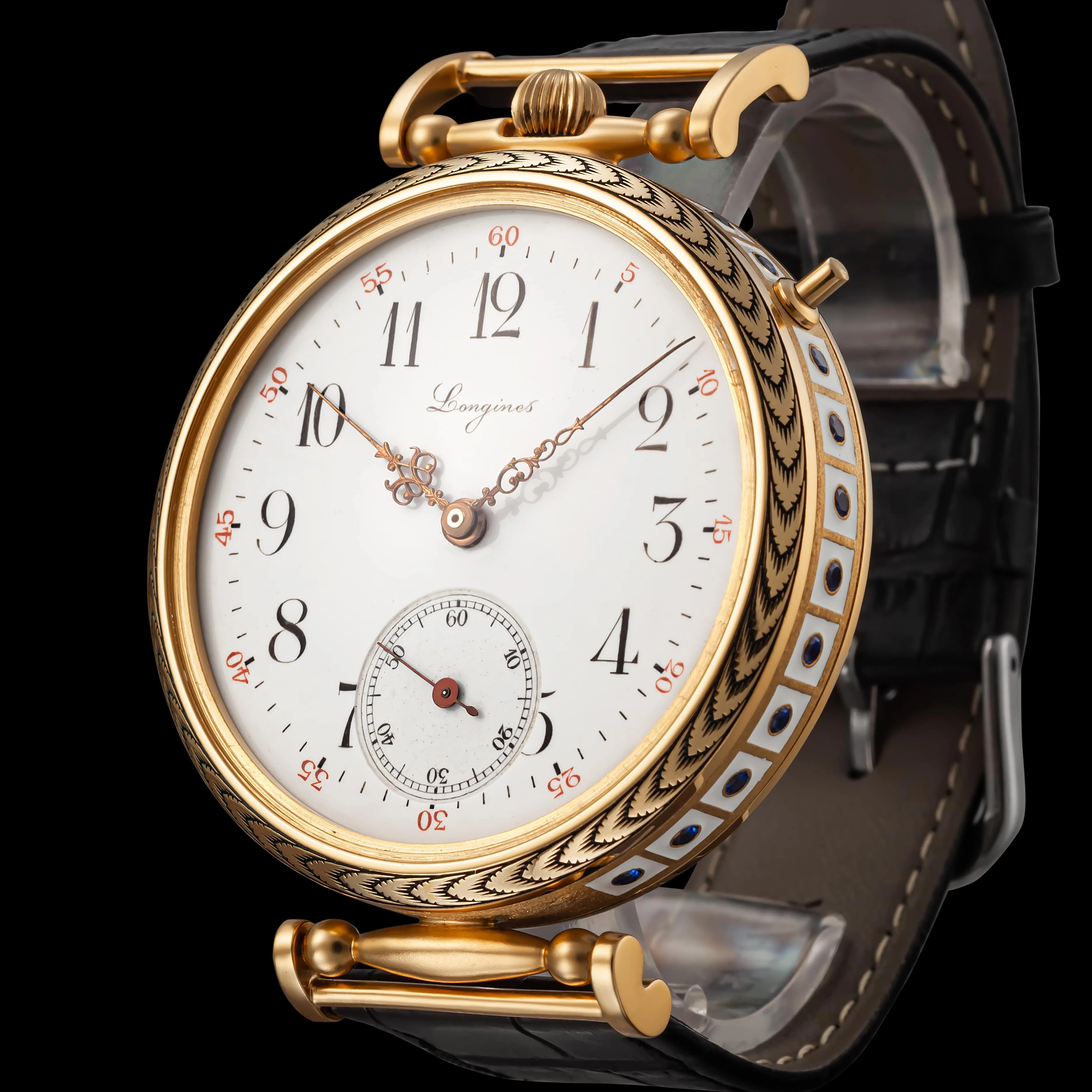 ANEMONE Men's Wristwatch fits Vintage Movement & Original Enamel Dial
