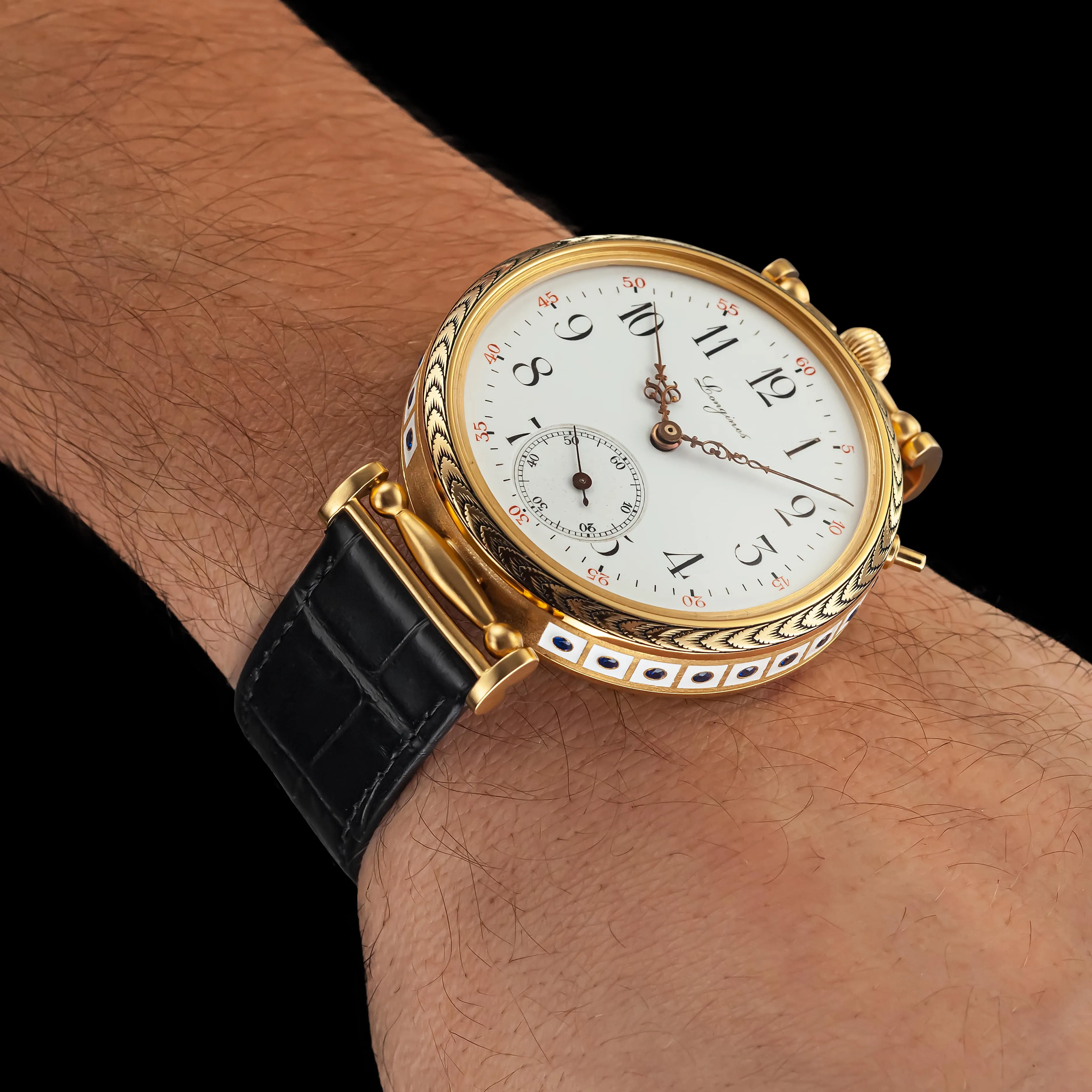 ANEMONE Men's Wristwatch fits Vintage Movement & Original Enamel Dial