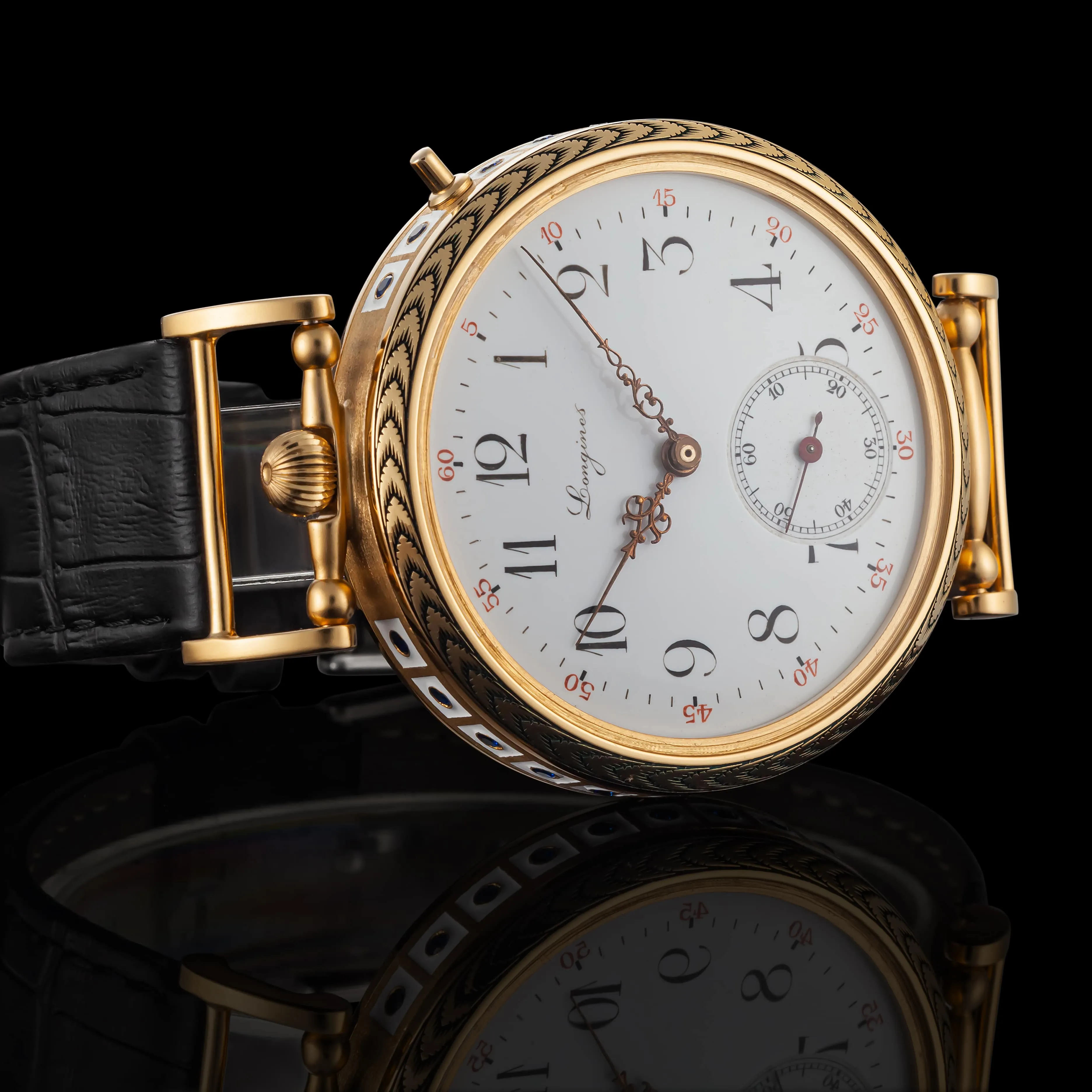 ANEMONE Men's Wristwatch fits Vintage Movement & Original Enamel Dial
