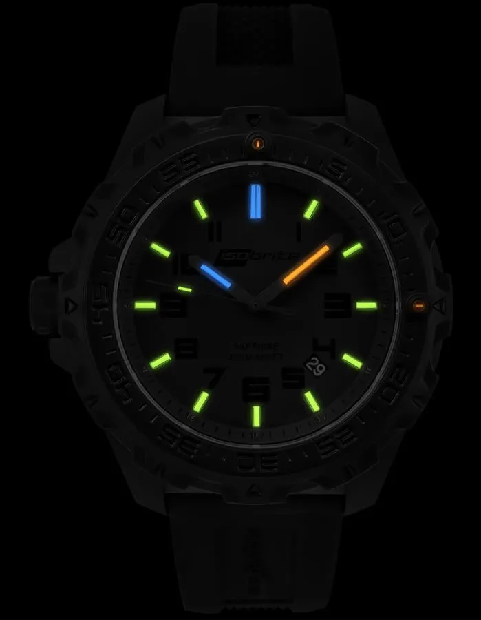 ArmourLite Isobrite Eclipse - Green&#44; Blue & Orange T100 - Black Rubber Strap