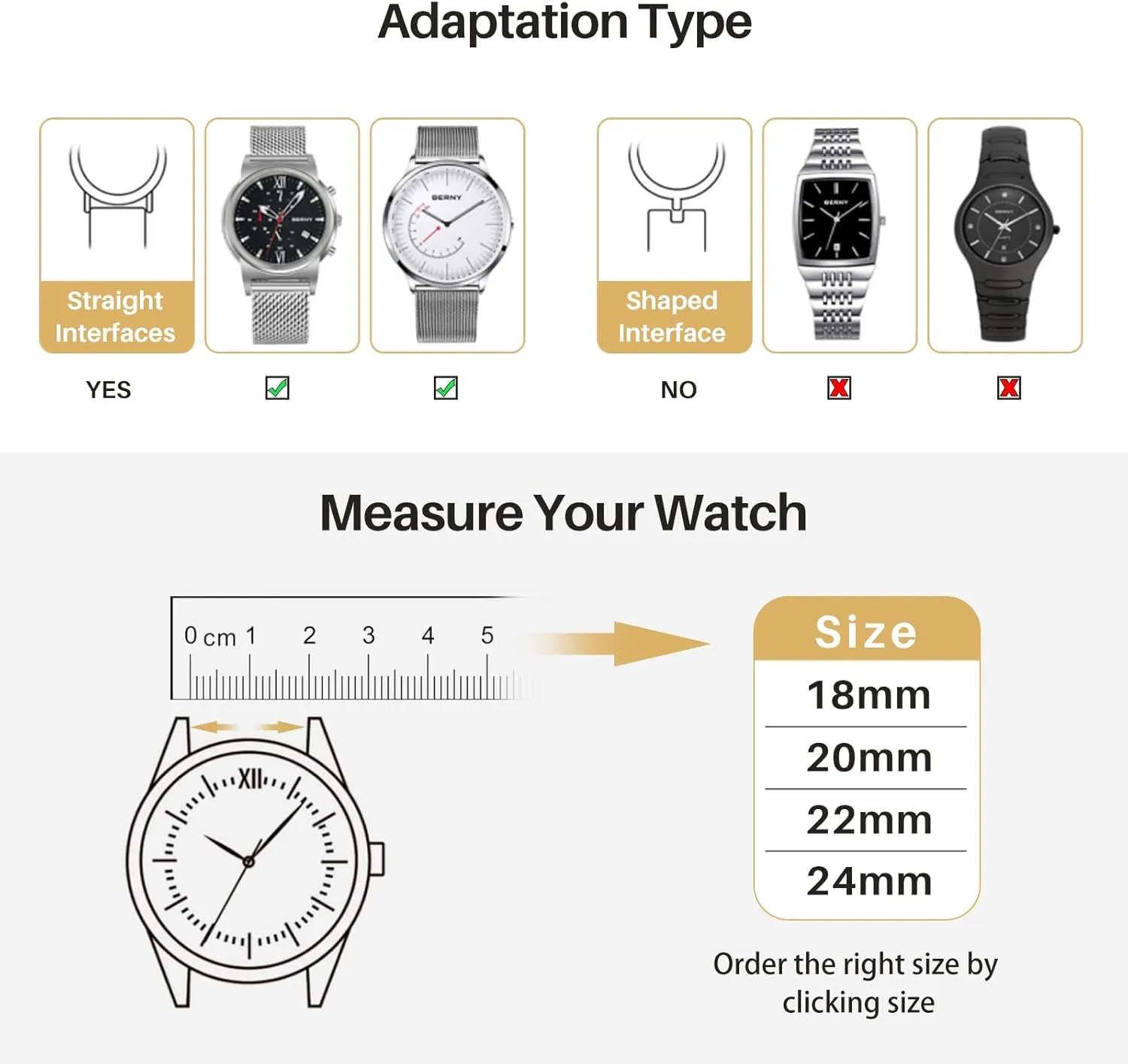 BERNY Stainless Steel Mesh Watch Band for Men Women, Quick Release Adjustable Milanese Watch Straps, Solid Metal Watch Bracelet with Double Safety Clasp Gold Blue