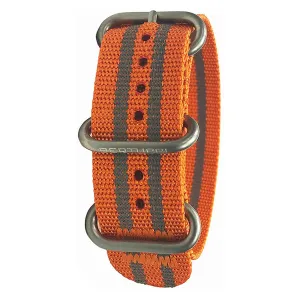 Bertucci Mens Safety Orange Reflective Stripes Nylon Strap Matte Stainless Steel Buckle Watch Band - B-256