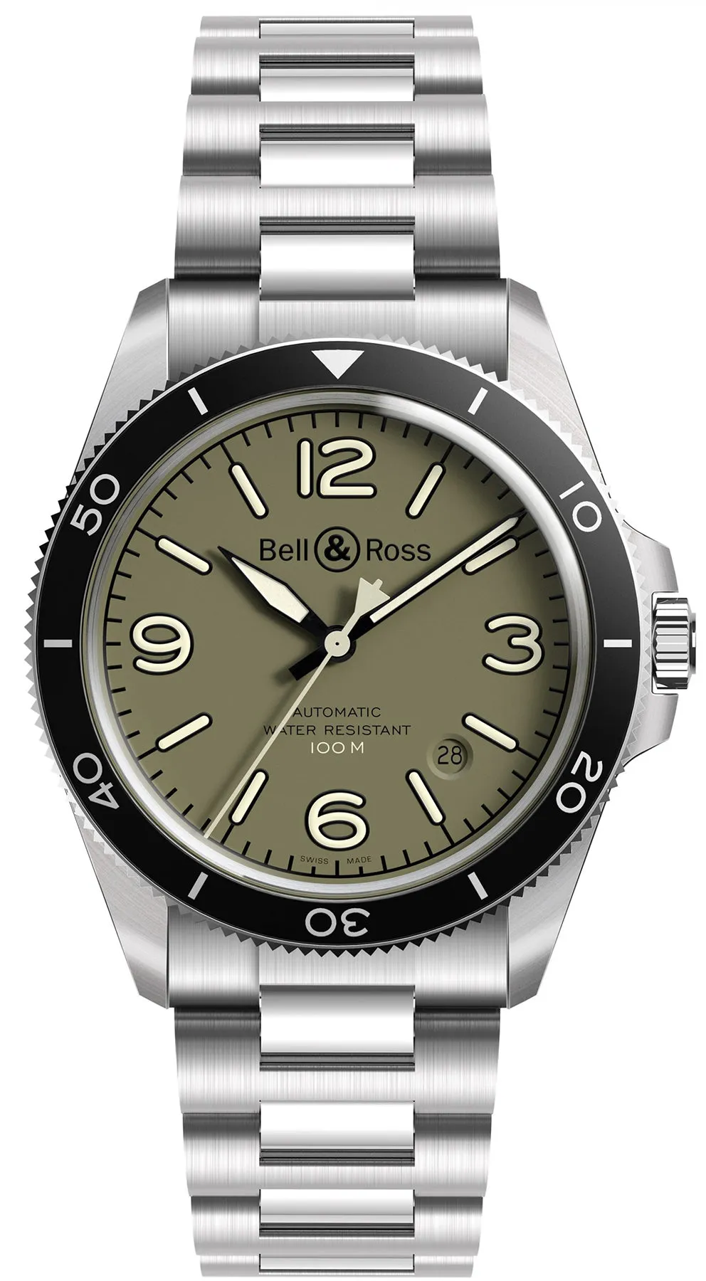 BR Watch Vintage BR V2-92 Military Green Bracelet D