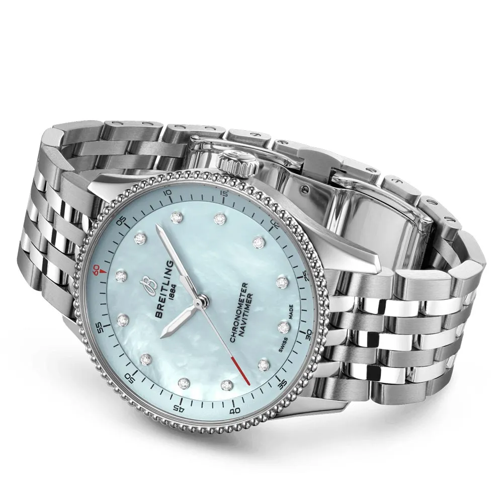 Breitling Navitimer 32mm Blue MOP Dial Quartz Ladies Watch A77320171C1A1