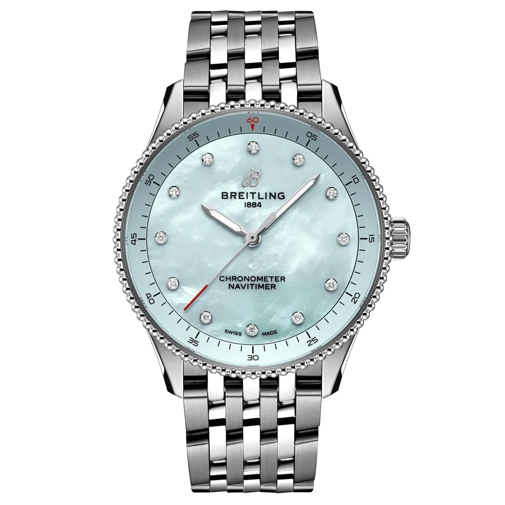 Breitling Navitimer 32mm Blue MOP Dial Quartz Ladies Watch A77320171C1A1