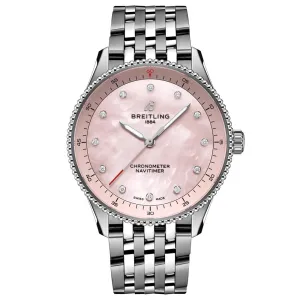Breitling Navitimer 32mm Pink MOP Dial Quartz Ladies Watch A77320D91K1A1