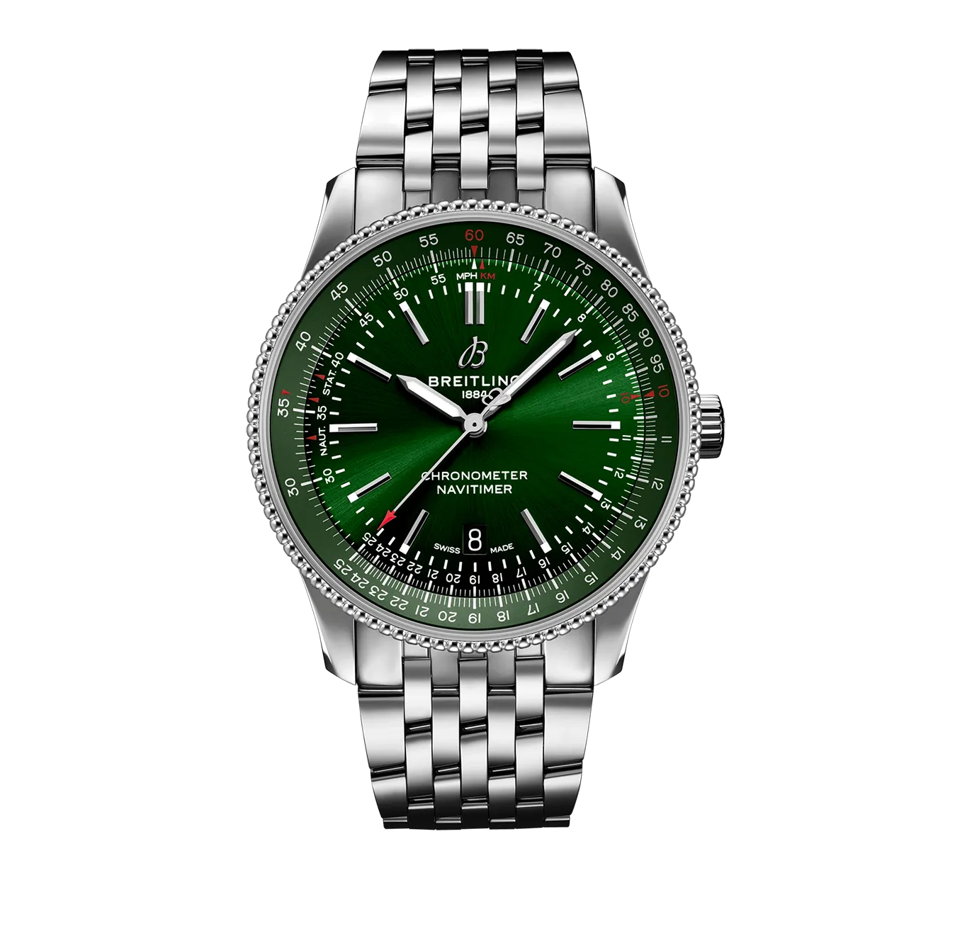 Breitling Navitimer Watch with Green Dial, 41mm