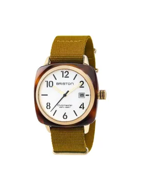 Briston Clubmaster Classic Acetate HMS Gold White Dial Mustard 40mm