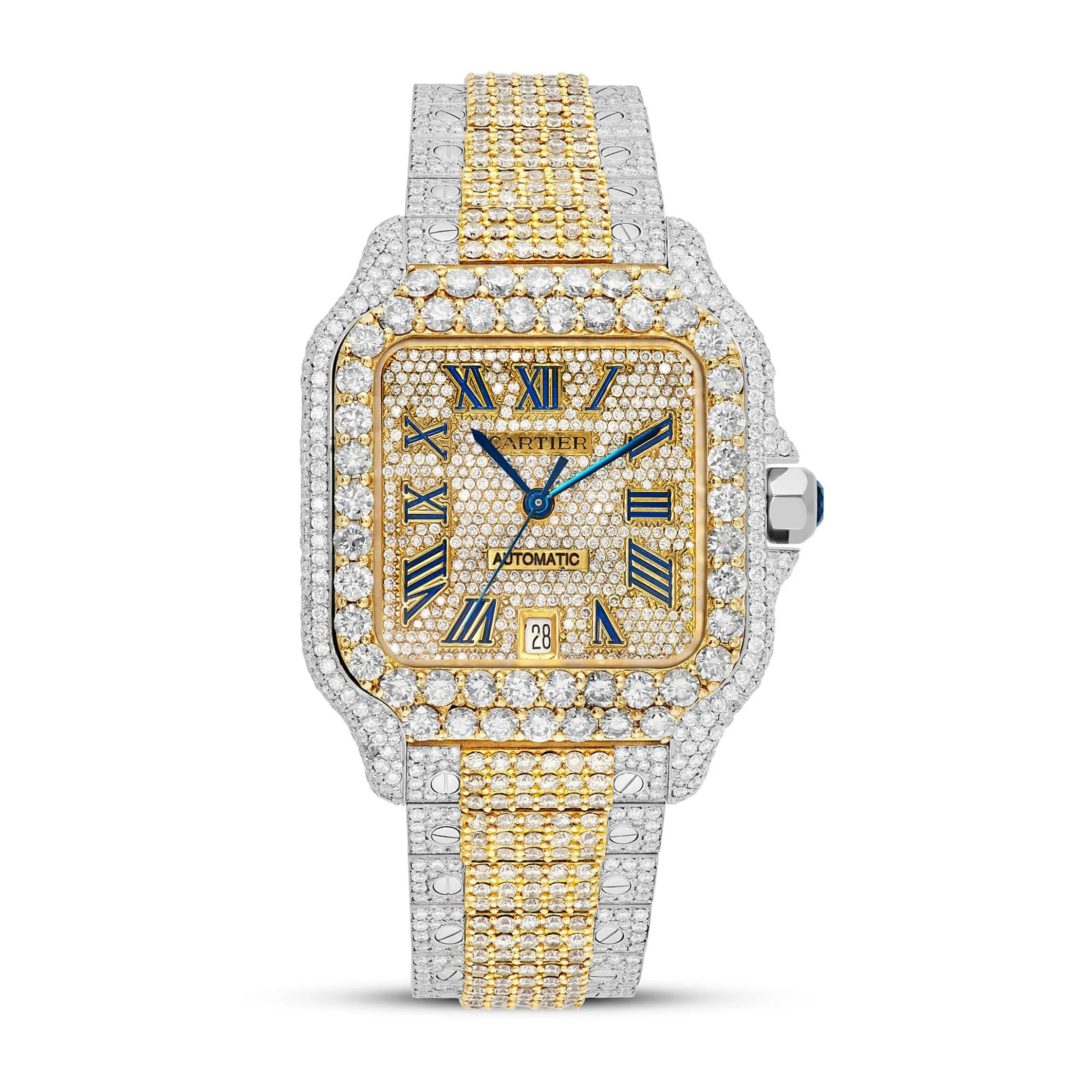 Cartier Santos Fully Iced Out 40 mm, Two Tone 25 Carats