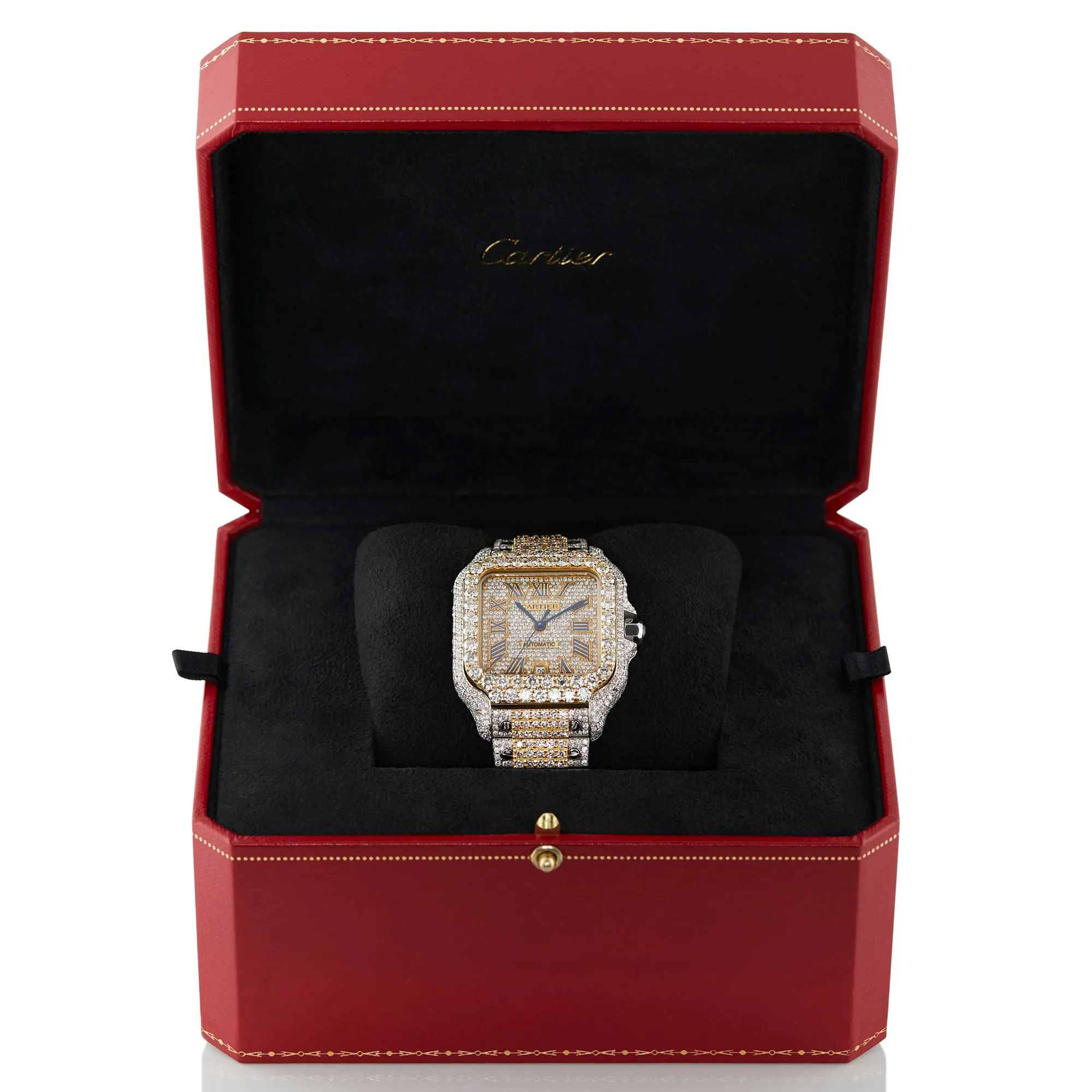 Cartier Santos Fully Iced Out 40 mm, Two Tone 25 Carats