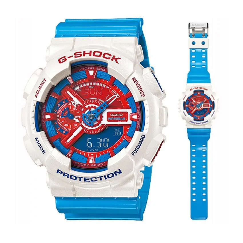 Casio G-Shock Limited Model GA-110AC-7ADR Red and Blue Series - White