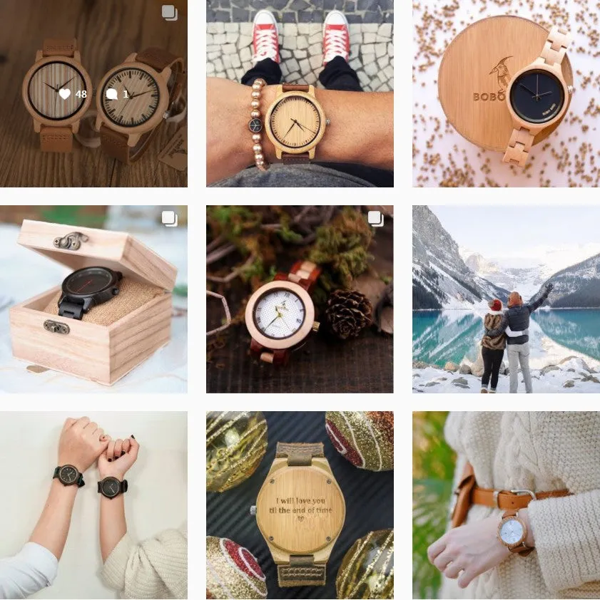 Casual Quartz Watches with Natural Bamboo Watch Face for Lovers