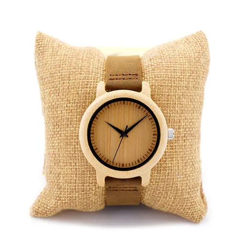 Casual Quartz Watches with Natural Bamboo Watch Face for Lovers