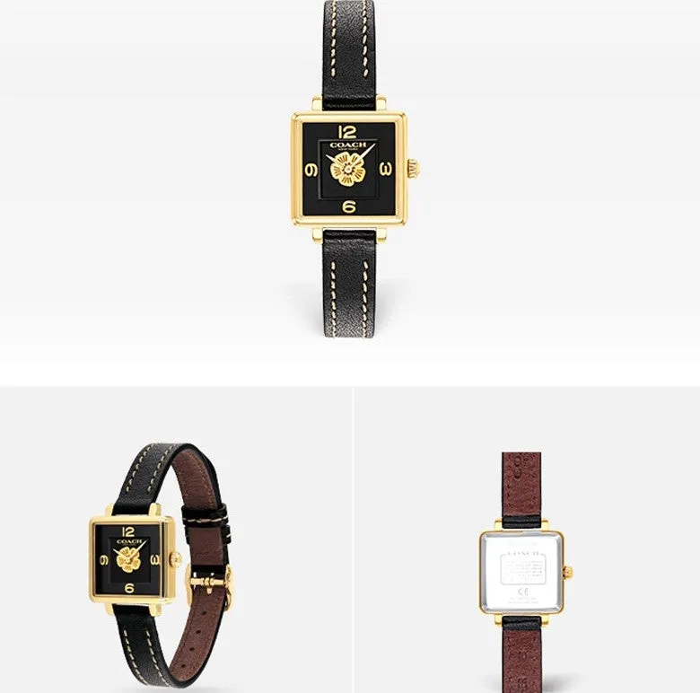 Coach Black Leather Square Women's Watch 14503695