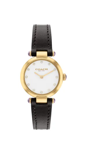 Coach Cary Chalk Black Leather Strap Women's Watch 14504014