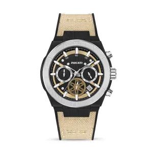Ducati Dt004 Beige Dial Black Case Beige Strap