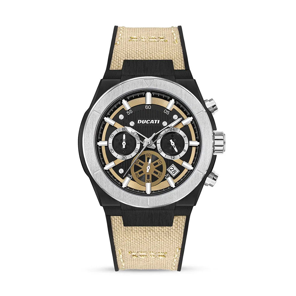 Ducati Dt004 Beige Dial Black Case Beige Strap