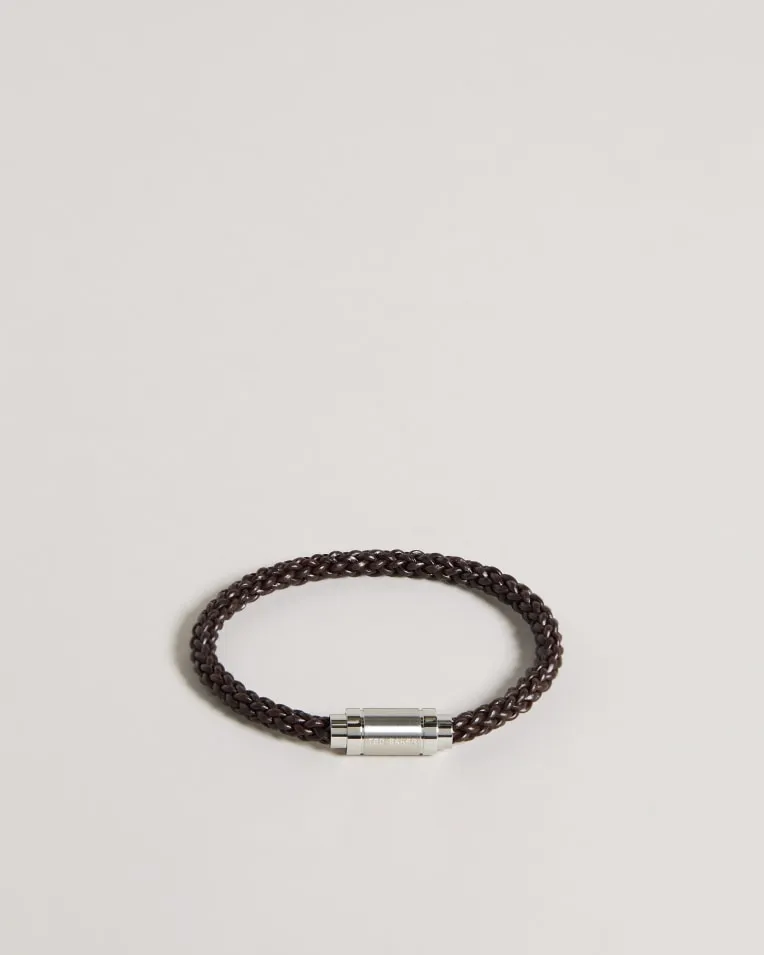 Duran Leather Woven Bracelet Brn-Choc