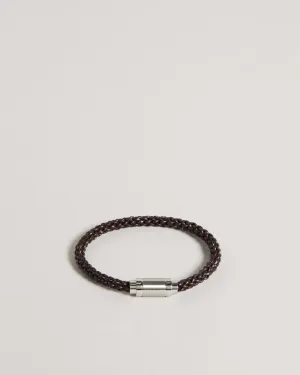 Duran Leather Woven Bracelet Brn-Choc